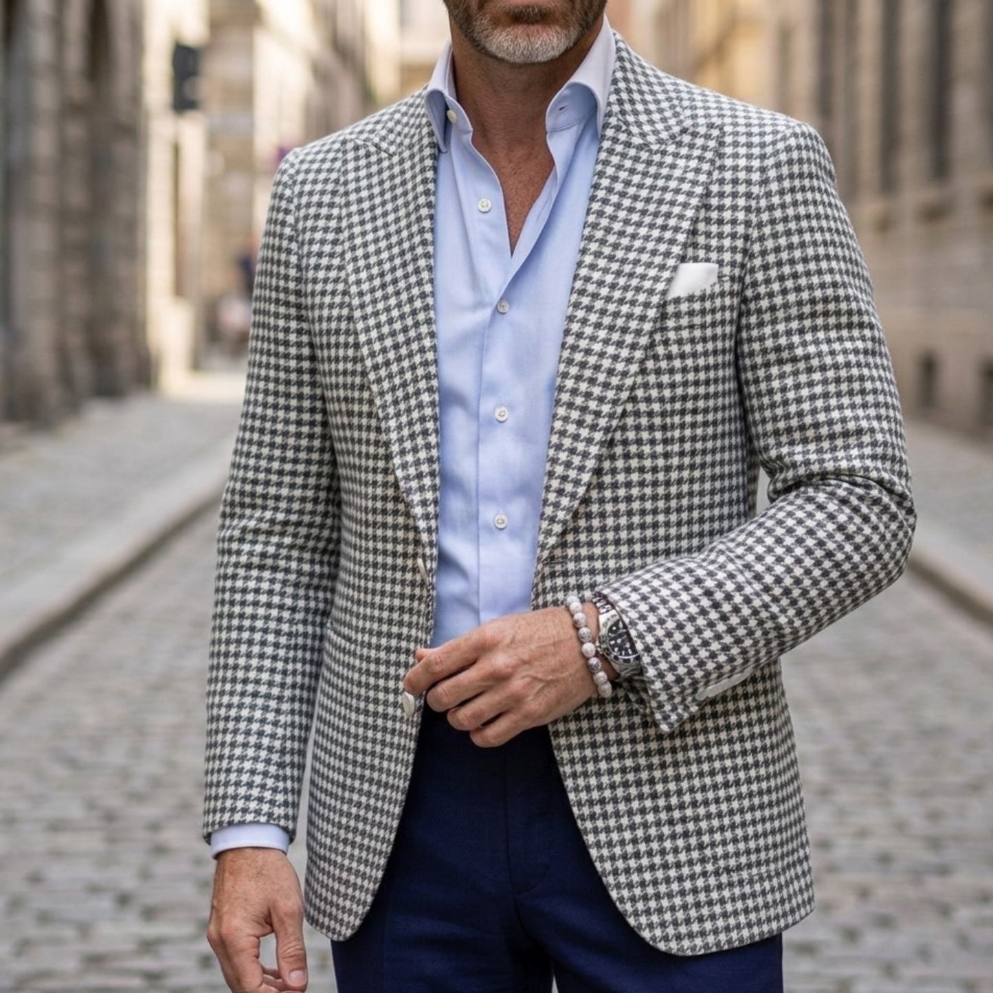 Men's Houndstooth Blazer Jacket | Tailored Slim Fit Sport Coat for Smart Casual Wear 3