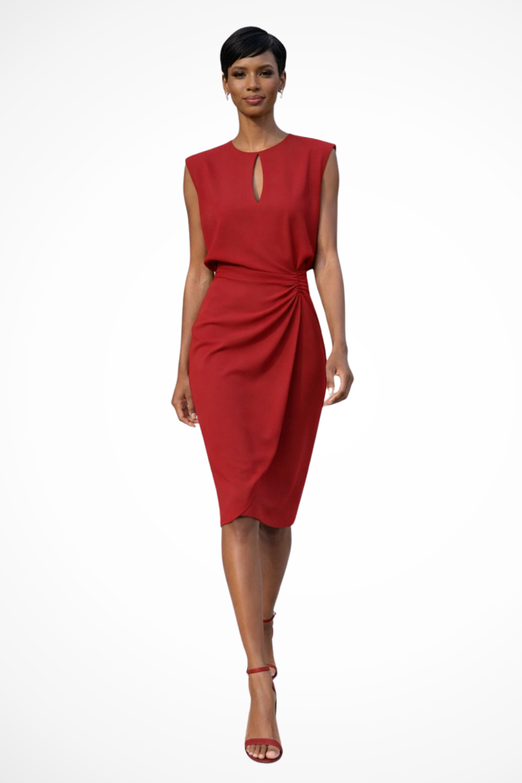 Women's Soft Ruched Wrap Midi Dress | Elegant Cap Sleeve Summer Dress 5