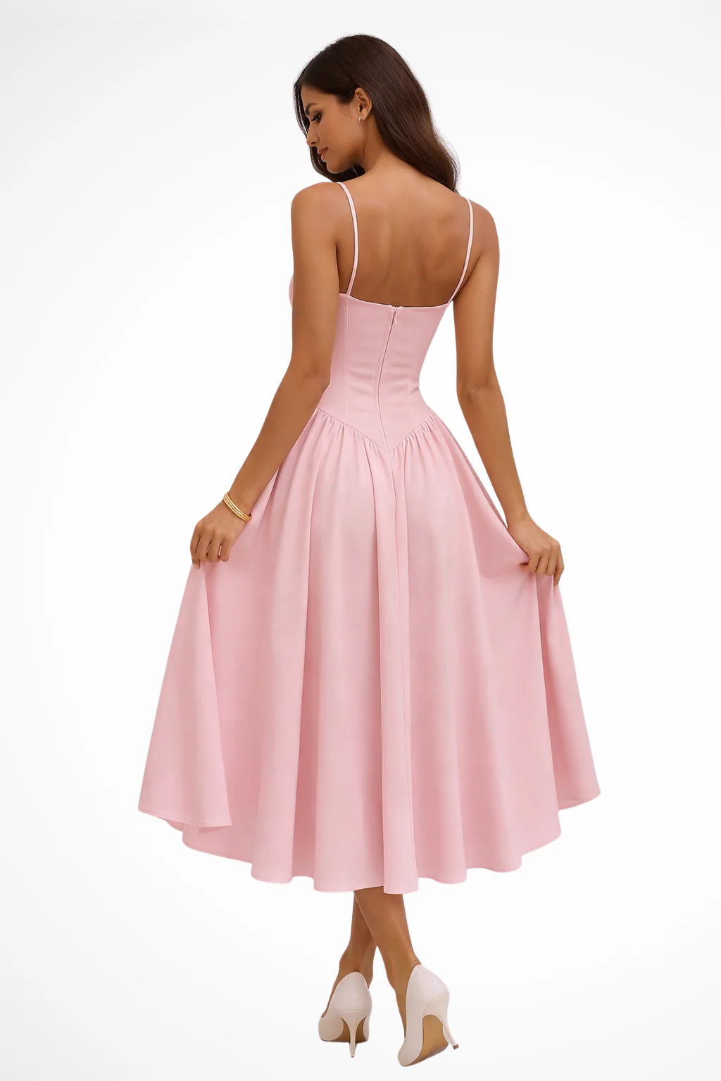 Women’s Corset Bodice A Line Elegant Midi Wedding Guests Dress