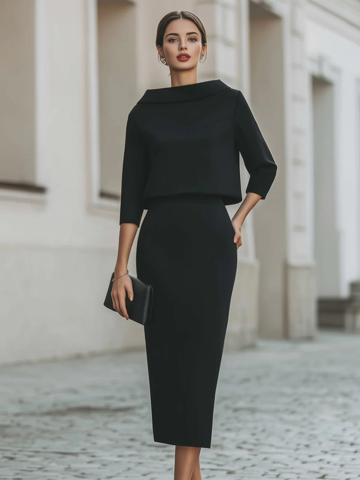 Boat Neck Top and Midi Skirt Set - image 5