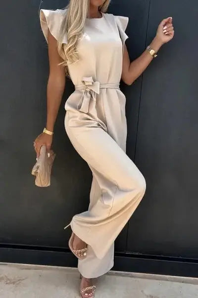 Elegant Ruffle Sleeve Belted Jumpsuit 2