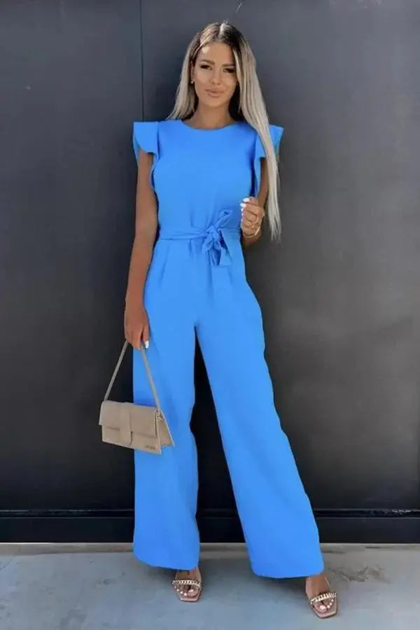 Elegant Ruffle Sleeve Belted Jumpsuit 3