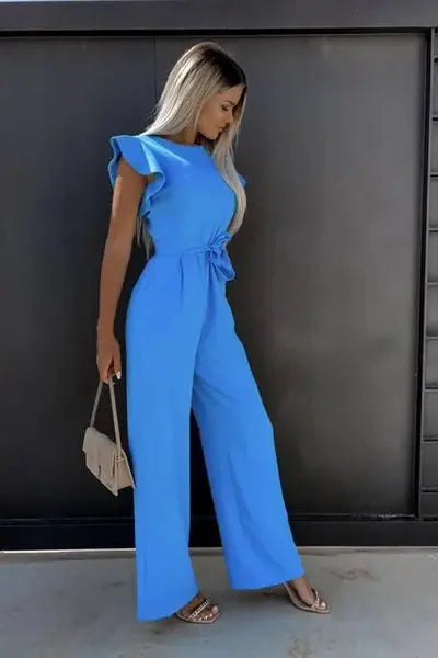Elegant Ruffle Sleeve Belted Jumpsuit 4