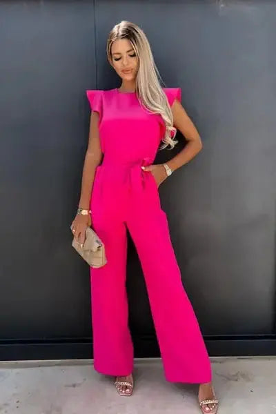 Elegant Ruffle Sleeve Belted Jumpsuit 5