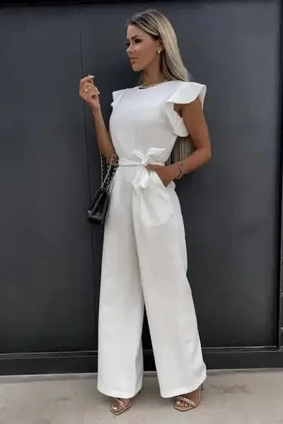 Elegant Ruffle Sleeve Belted Jumpsuit 6