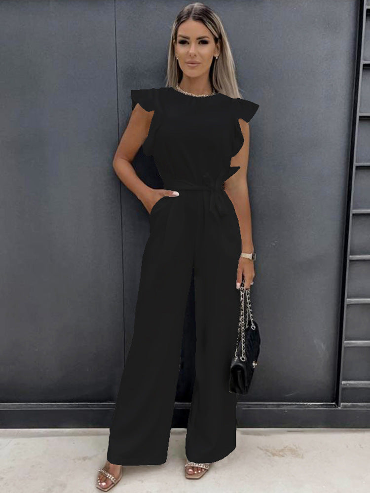 Elegant Ruffle Sleeve Belted Jumpsuit 7