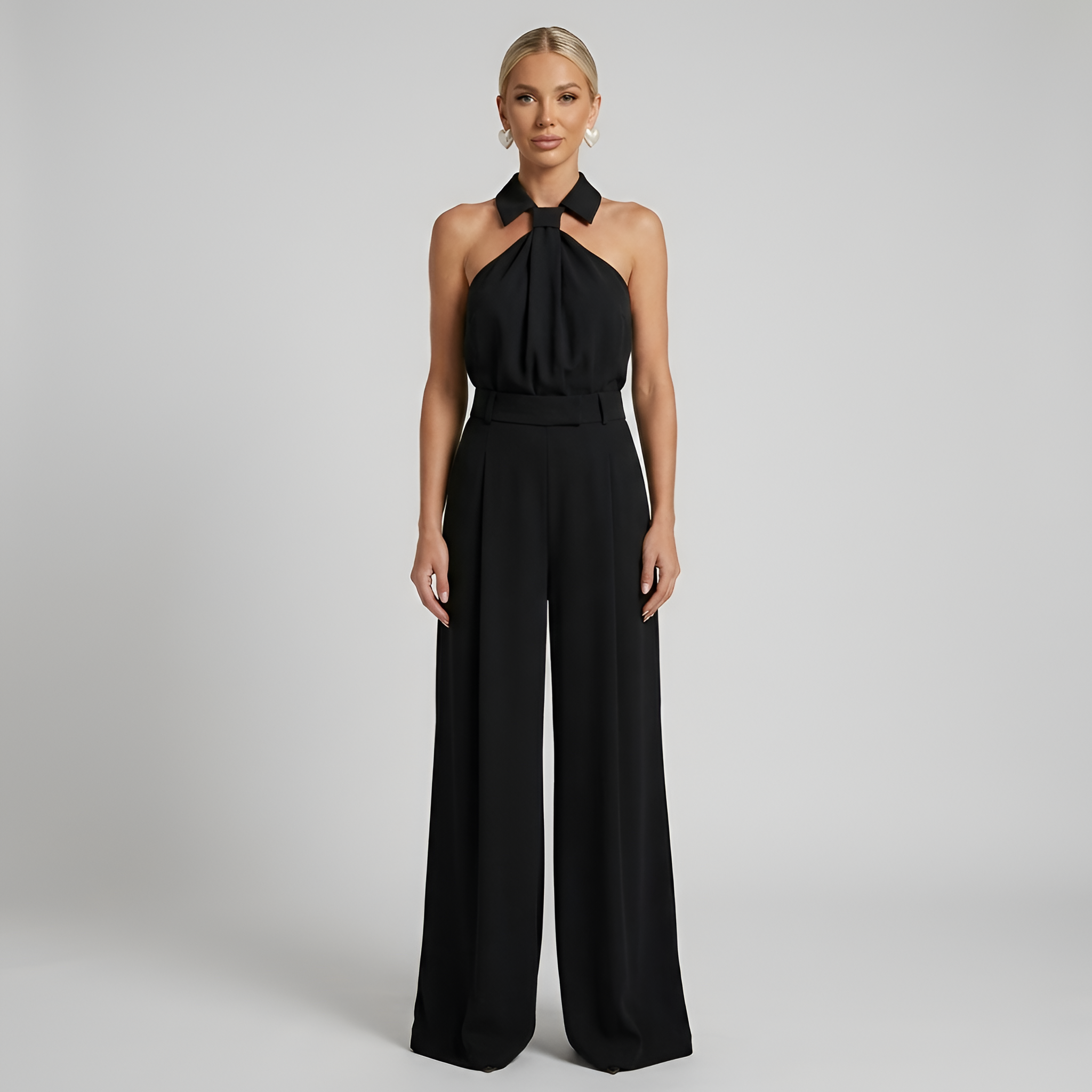 Elegant Women's Palazzo Pants and High Neck Halter Top Jumpsuit 5