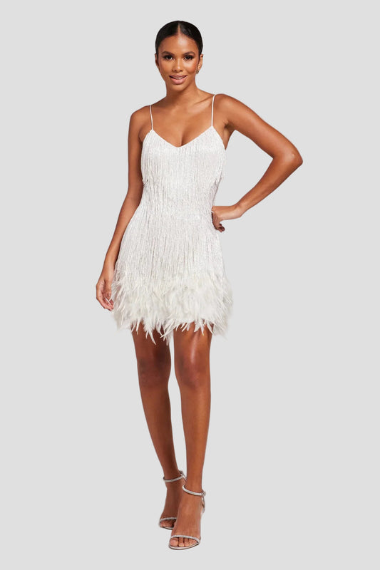 Feather Mini Dress for Women 0