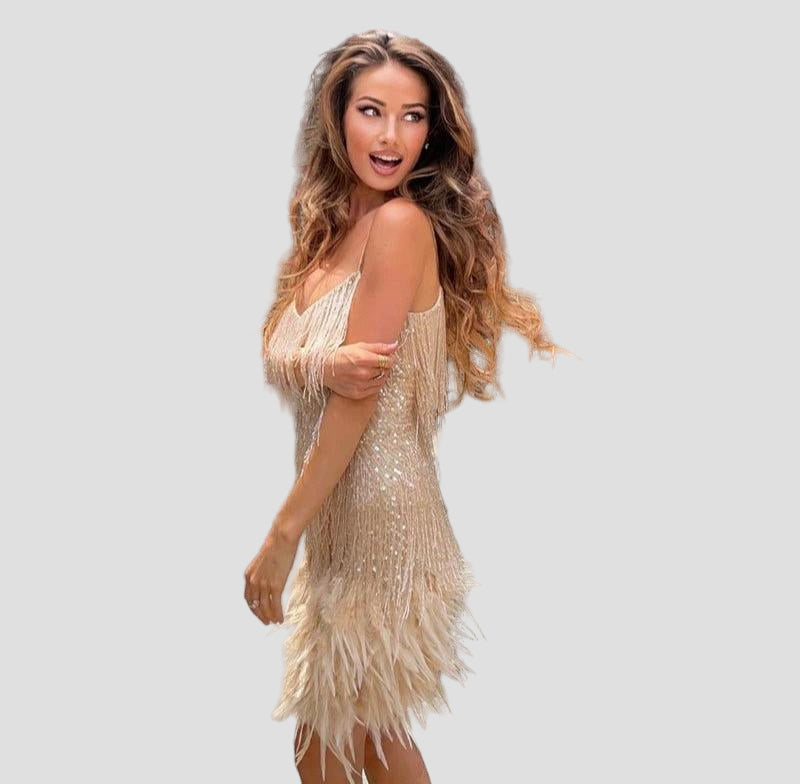 Feather Mini Dress for Women 8