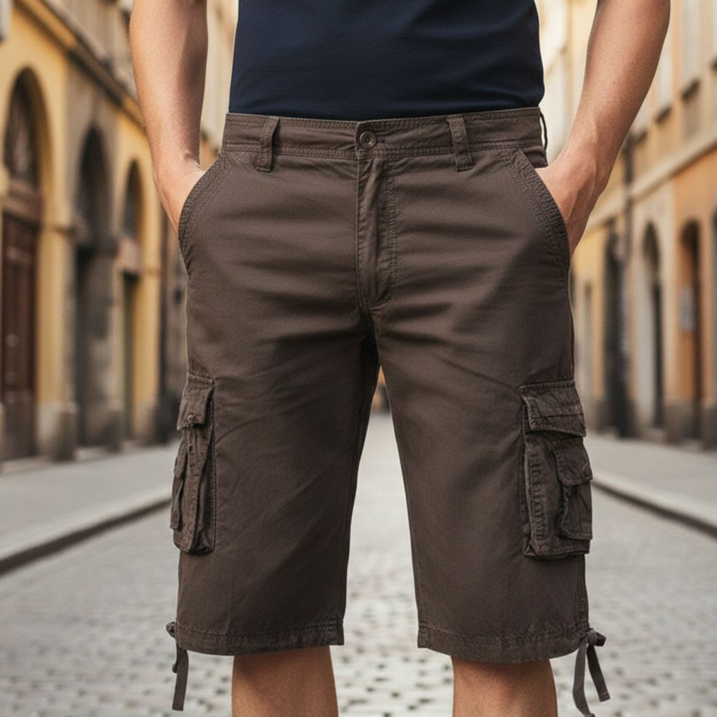 Men's Comfortable Cotton Cargo Shorts | Versatile Knee-Length Outdoor Wear 0