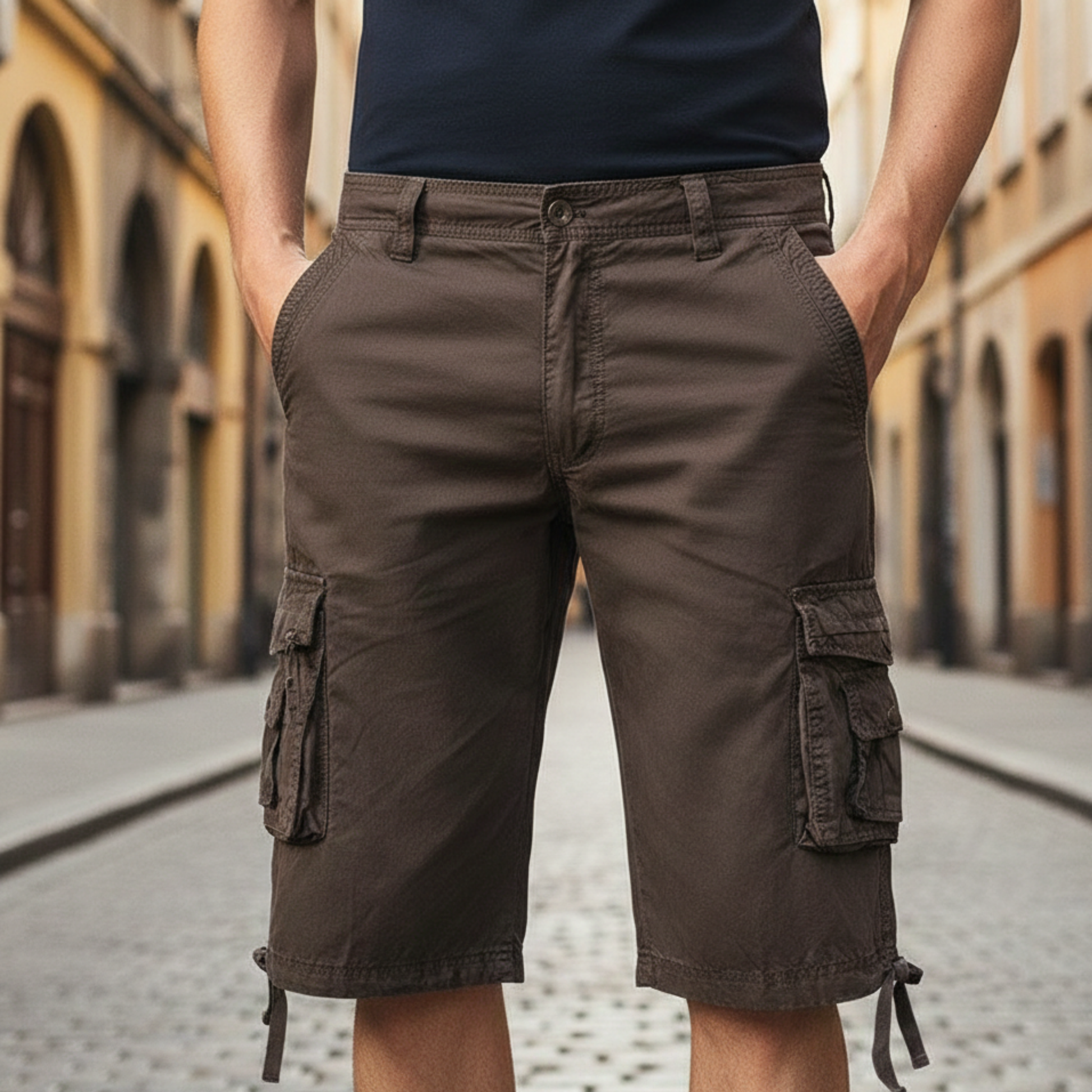 Men's Comfortable Cotton Cargo Shorts | Versatile Knee-Length Outdoor Wear 0