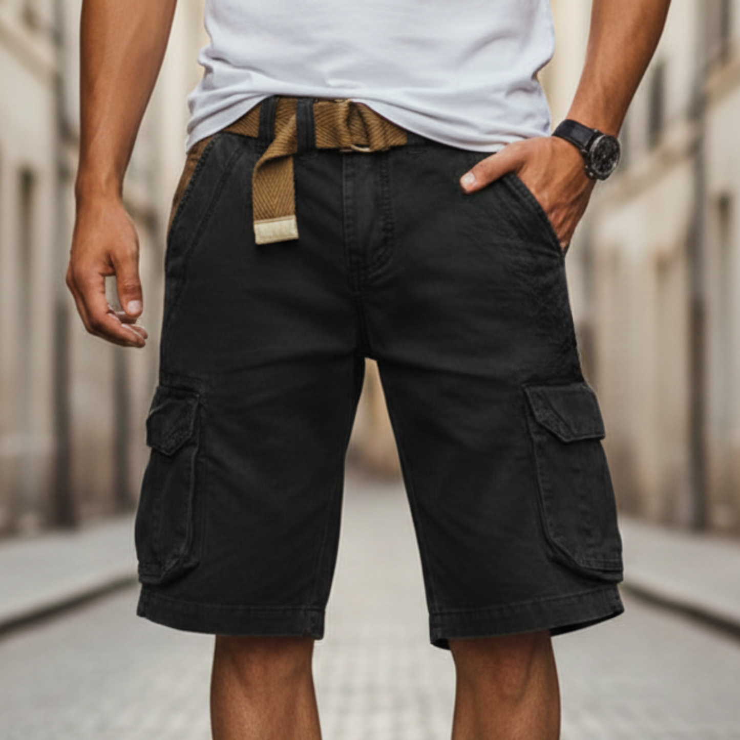 Men's Durable Cotton Blend Cargo Shorts | Comfortable Mid-Length Workwear 6