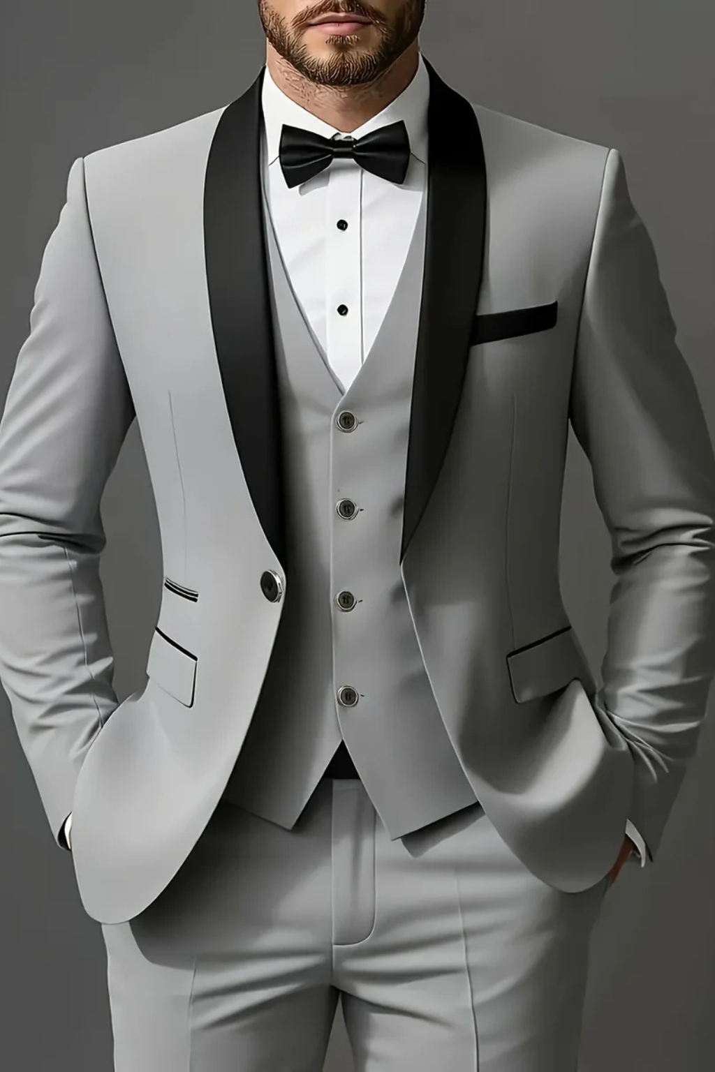 Men's Elegant Three-Piece Summer Suit | Tailored Wedding Ensemble with Shawl Lapel 1