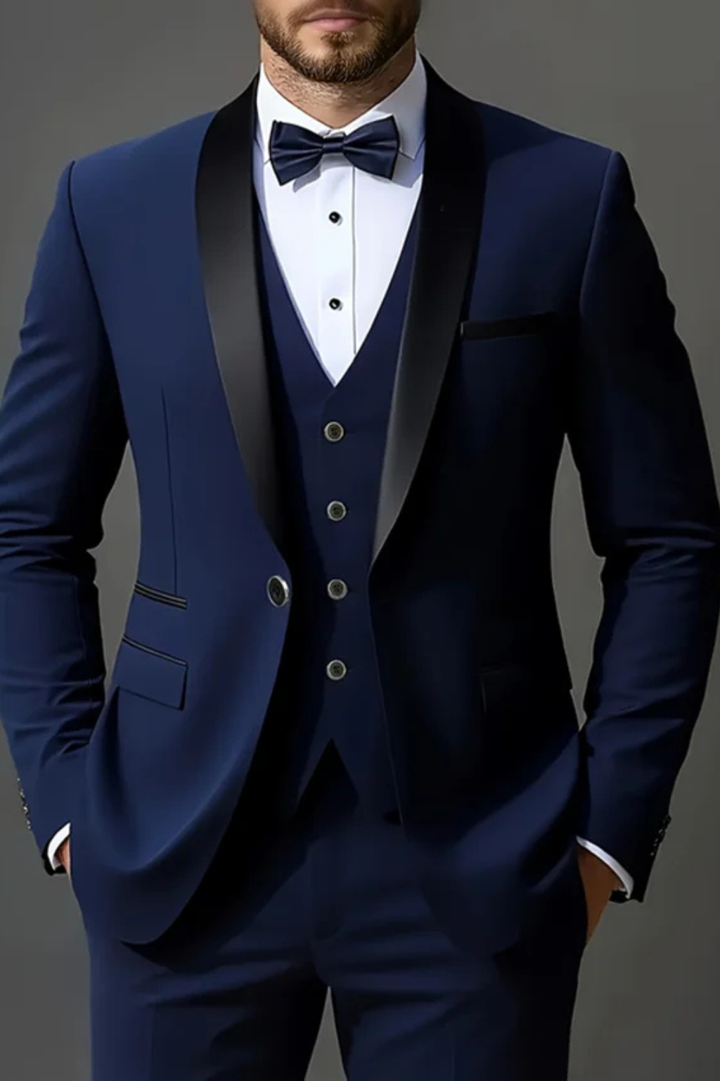 Men's Elegant Three-Piece Summer Suit | Tailored Wedding Ensemble with Shawl Lapel 3