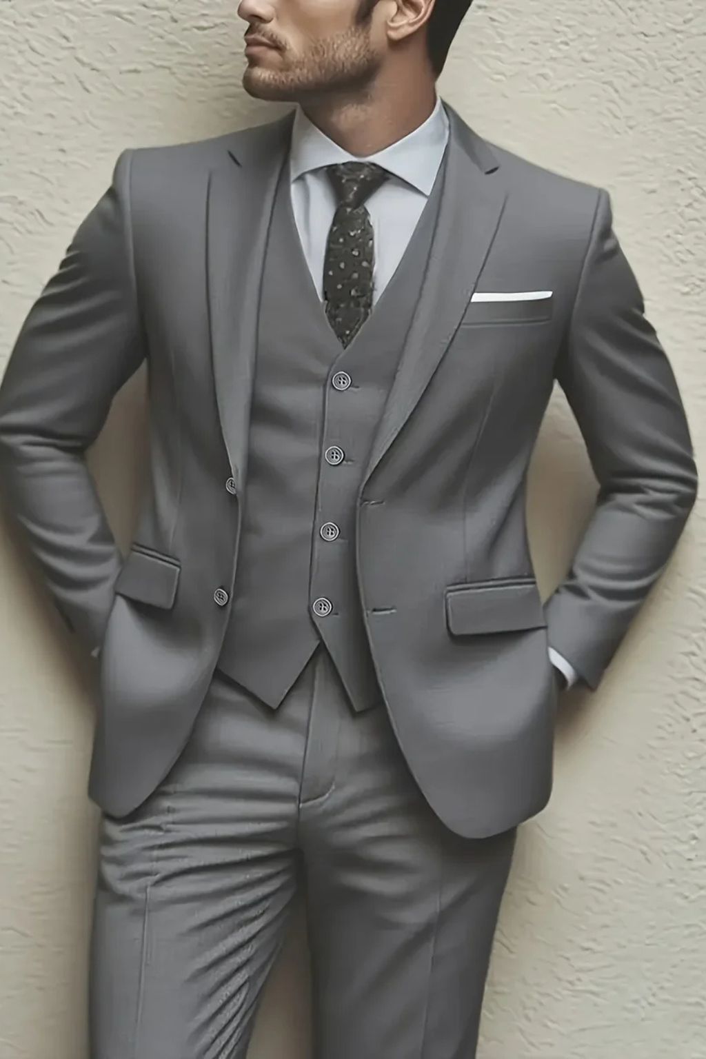 Men's Elegant Three-Piece Summer Suit | Tailored Wedding Ensemble with Shawl Lapel 7