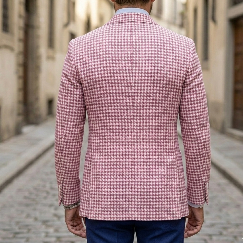 Men's Houndstooth Blazer Jacket | Tailored Slim Fit Sport Coat for Smart Casual Wear 1