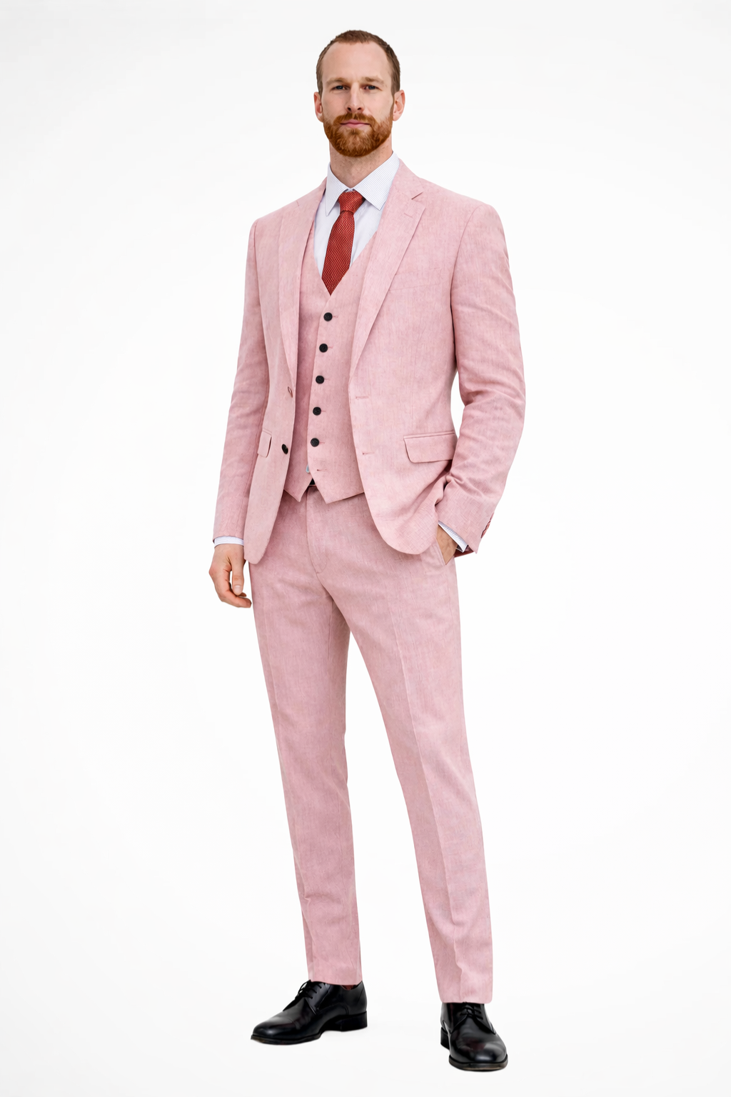 Men's Light Blue Linen Suit | Elegant Three-Piece Wedding Suit Set for Formal Events 3