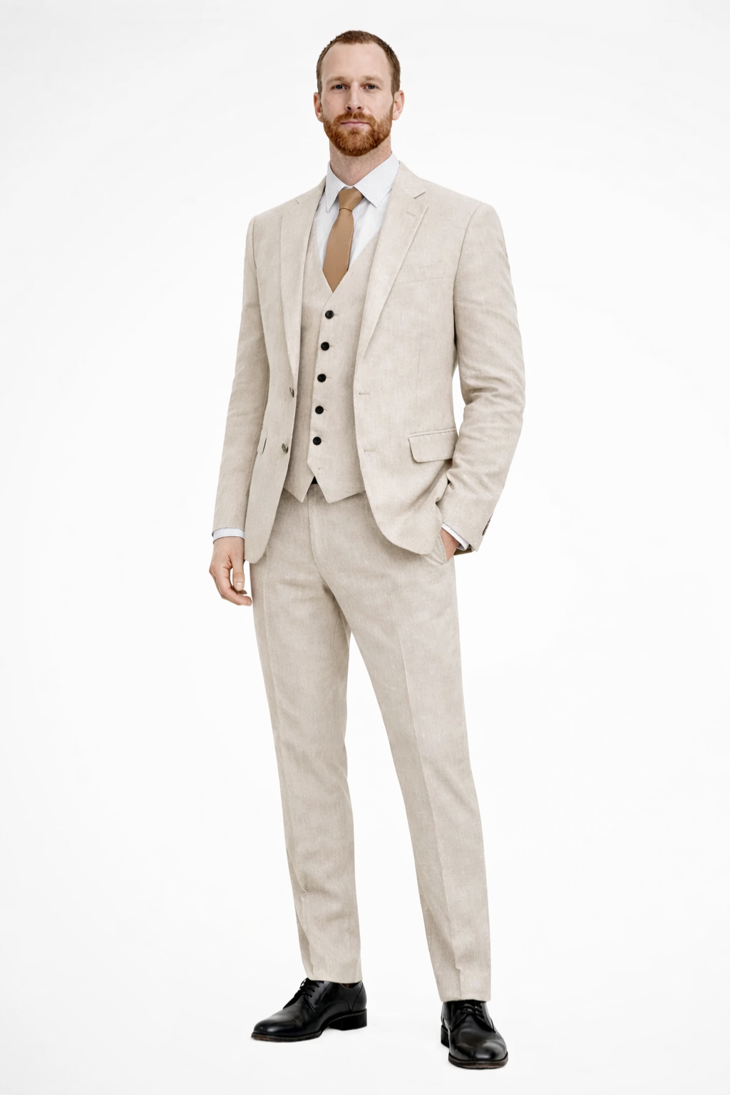 Men's Light Blue Linen Suit | Elegant Three-Piece Wedding Suit Set for Formal Events 6