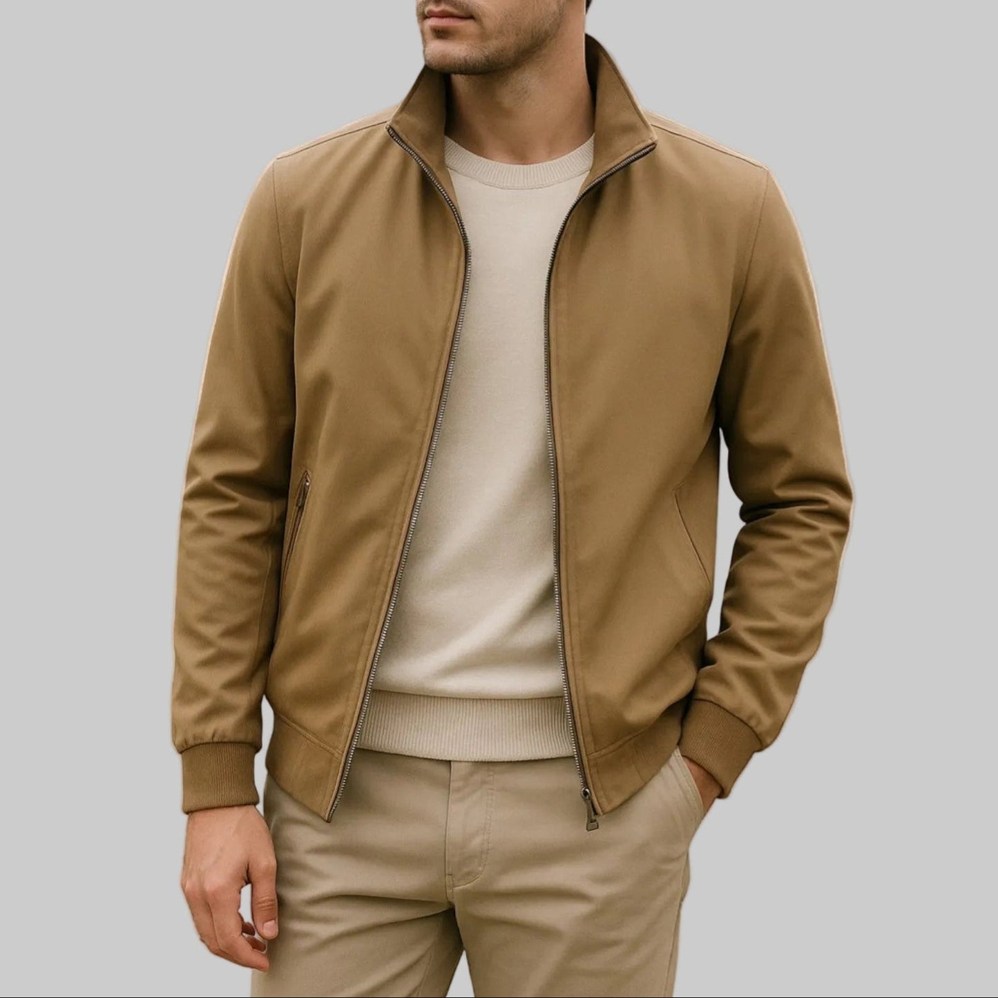 Men's Lightweight Summer Jacket with Stand Collar | Zip-Front 1