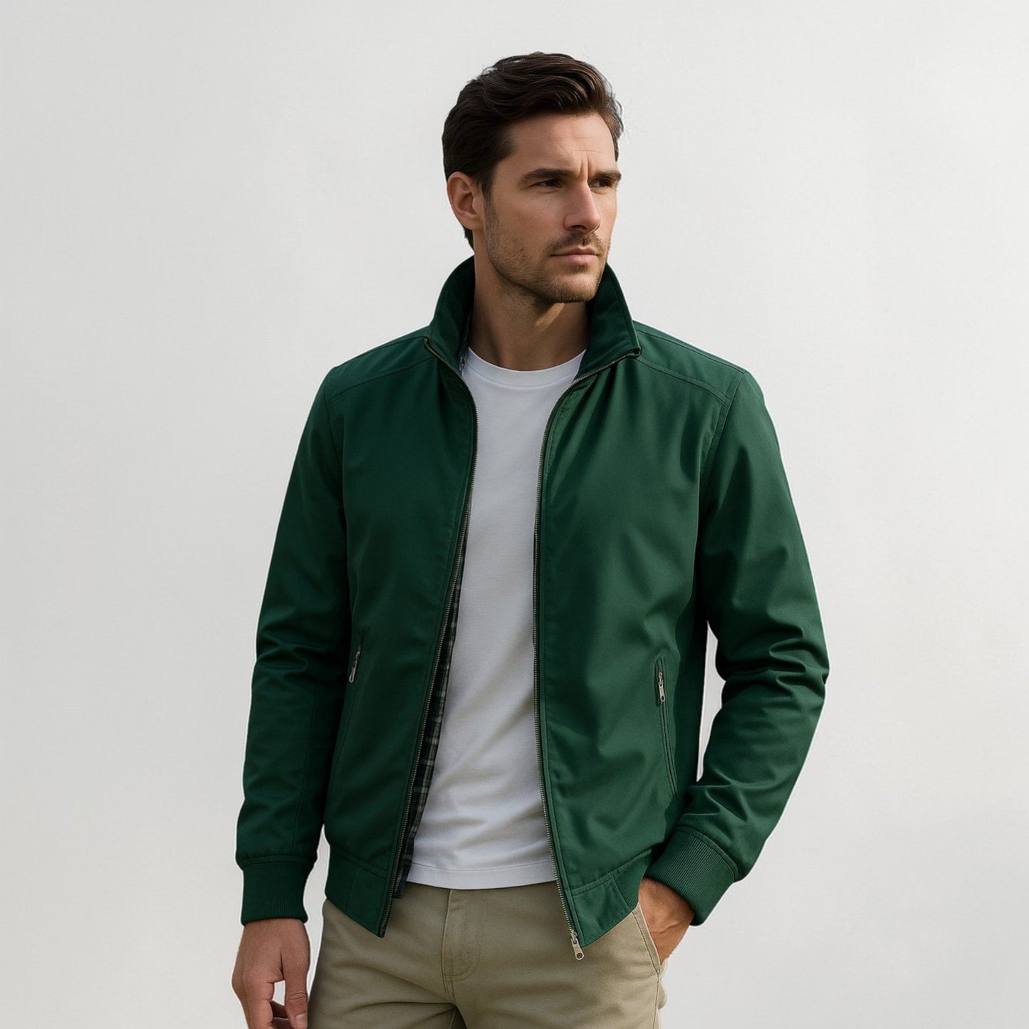 Men's Lightweight Summer Jacket with Stand Collar | Zip-Front 3