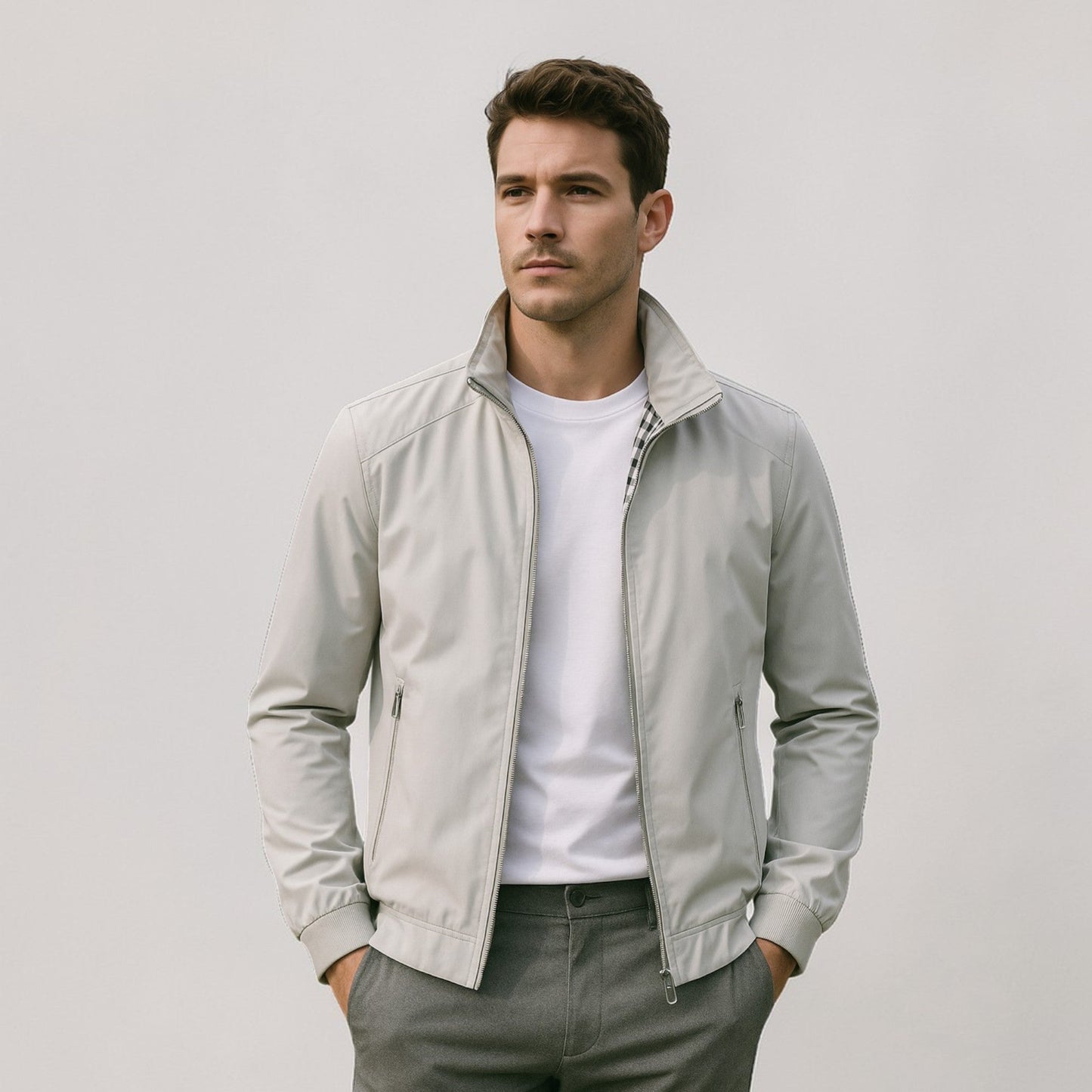Men's Lightweight Summer Jacket with Stand Collar | Zip-Front 4