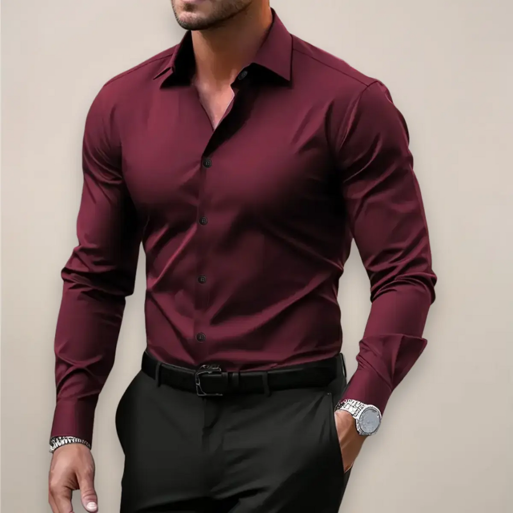 Men’s Long-Sleeve Shirt – Classic Notched Collar, Versatile Smart Style - image 1