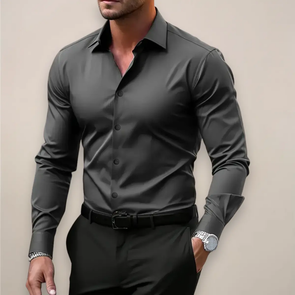 Men’s Long-Sleeve Shirt – Classic Notched Collar, Versatile Smart Style - image 7