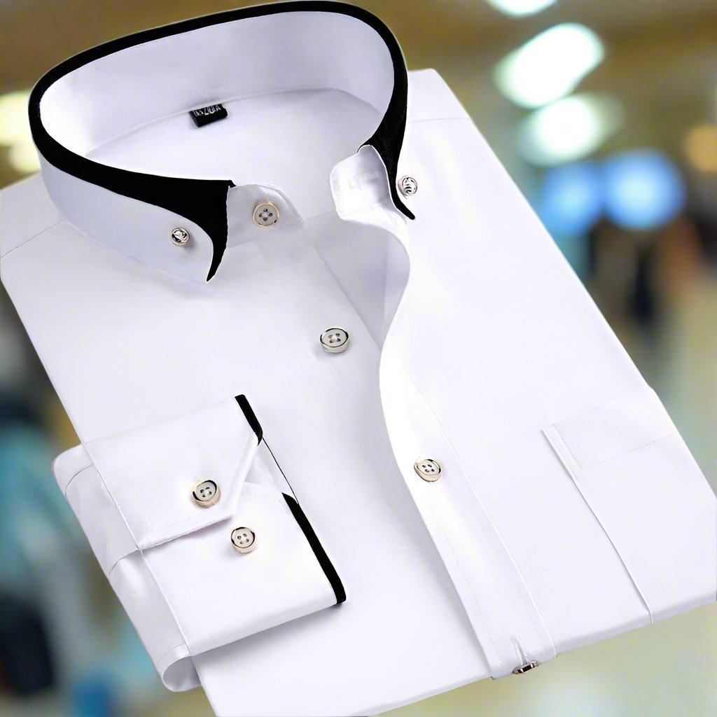 Men's Solid Cotton Regular Fit Shirt | Classic Long Sleeve Business Casual Top 1