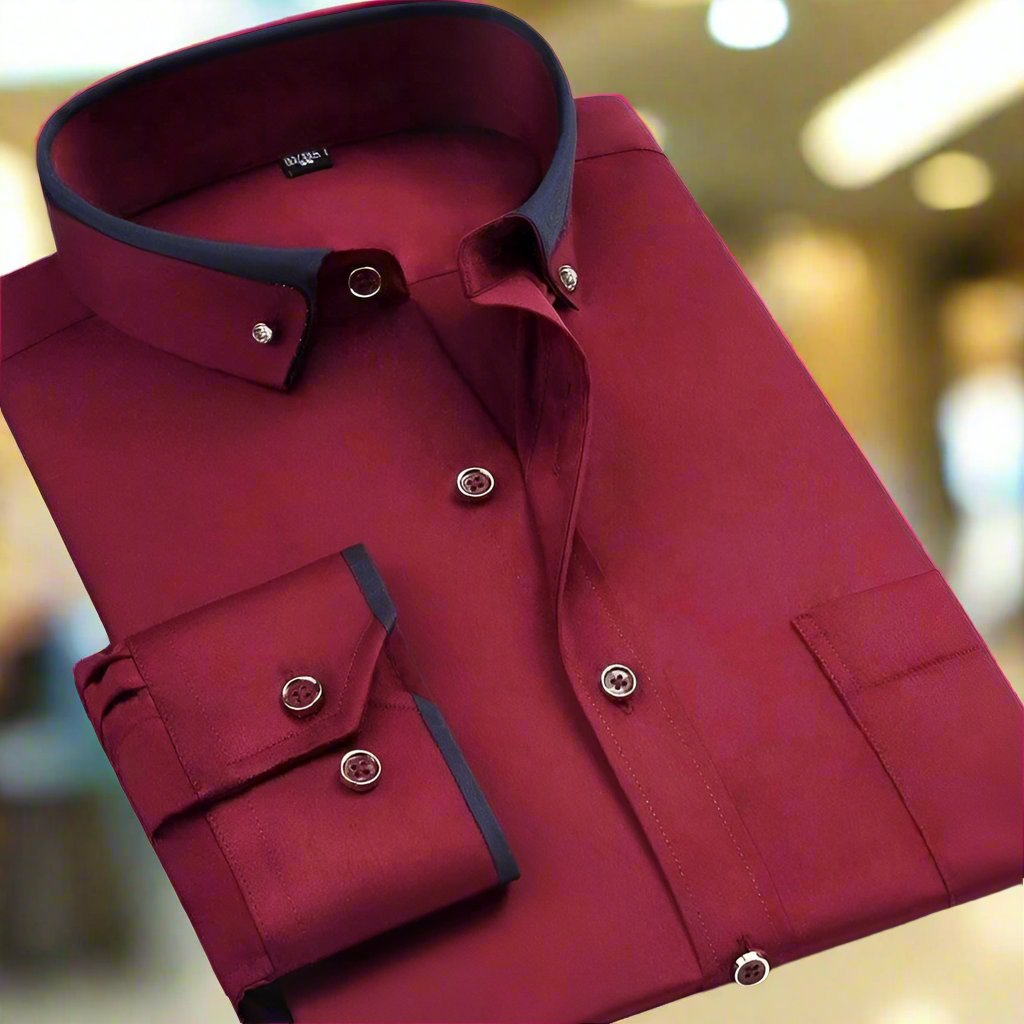 Men's Solid Cotton Regular Fit Shirt | Classic Long Sleeve Business Casual Top 5