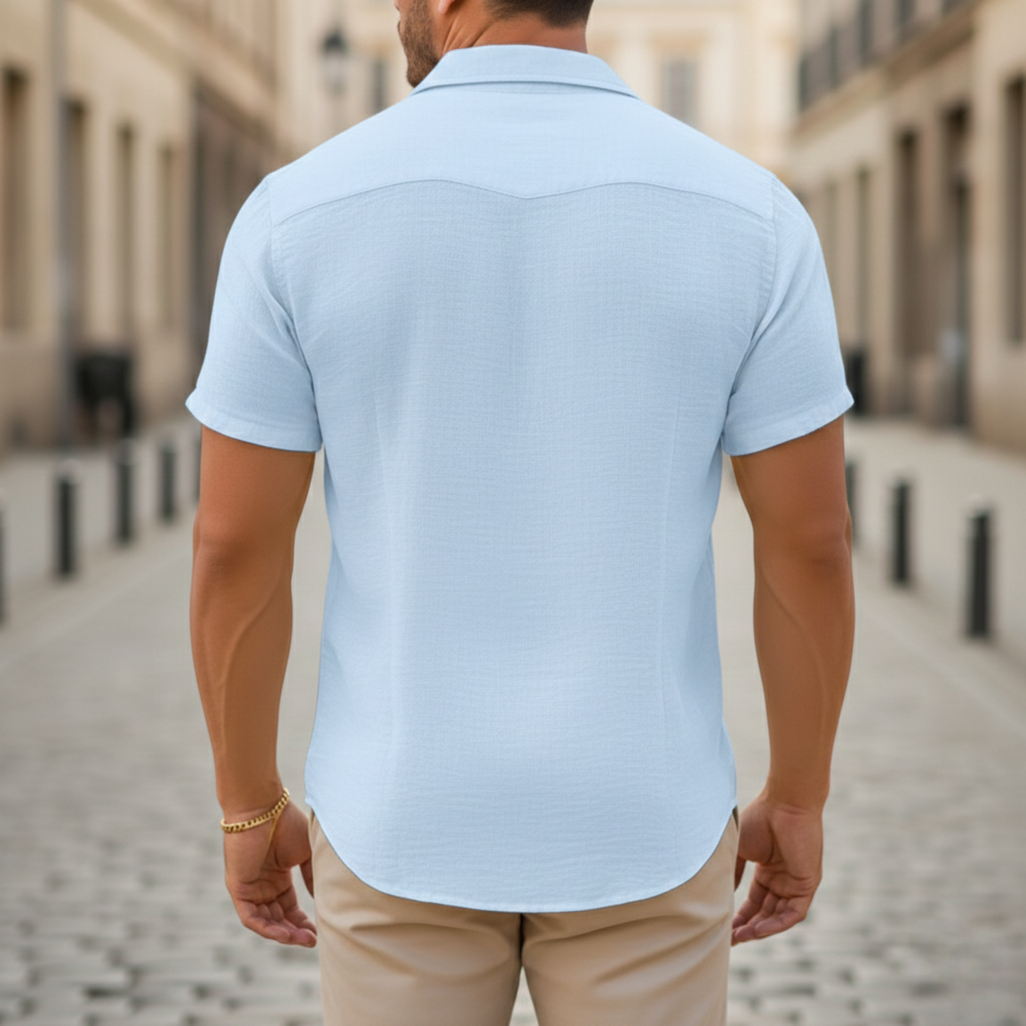 Men's Solid Cotton Short Sleeve Shirt | Casual Fit Summer Top 2