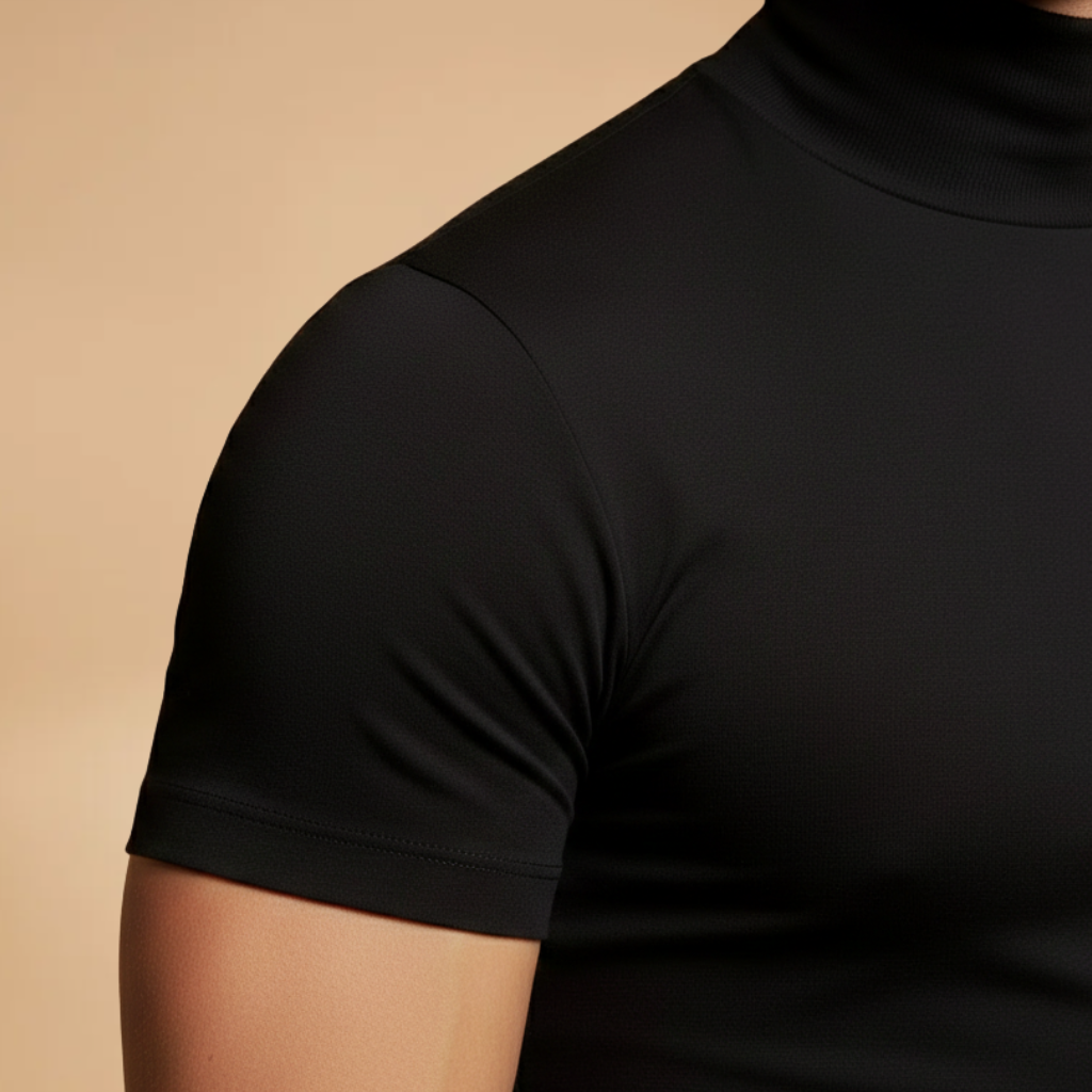 Men's Stretchy Roll Neck T-Shirt | Slim-Fit Versatile Layering Top for All-Year Wear 6