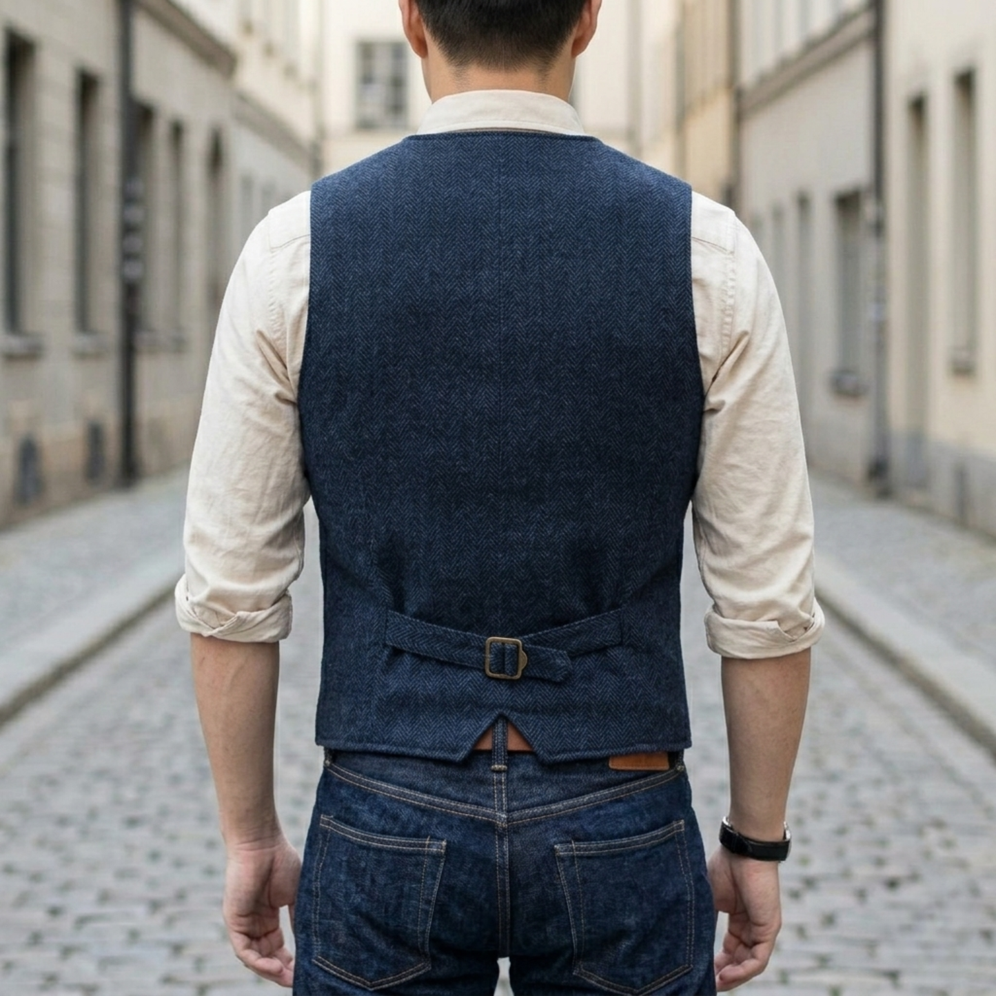 Men's Textured Tweed Waistcoat | Classic V-Neck Tailored Vest for Smart-Casual Style 2