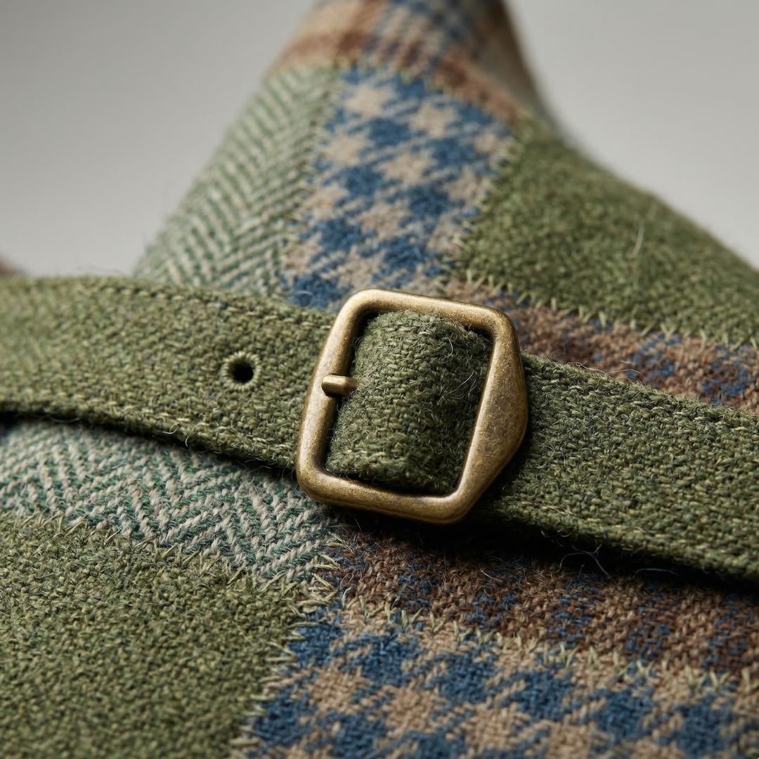 Men's Tweed Patchwork Vest | Tailored Vintage Waistcoat with Earthy Tones 2