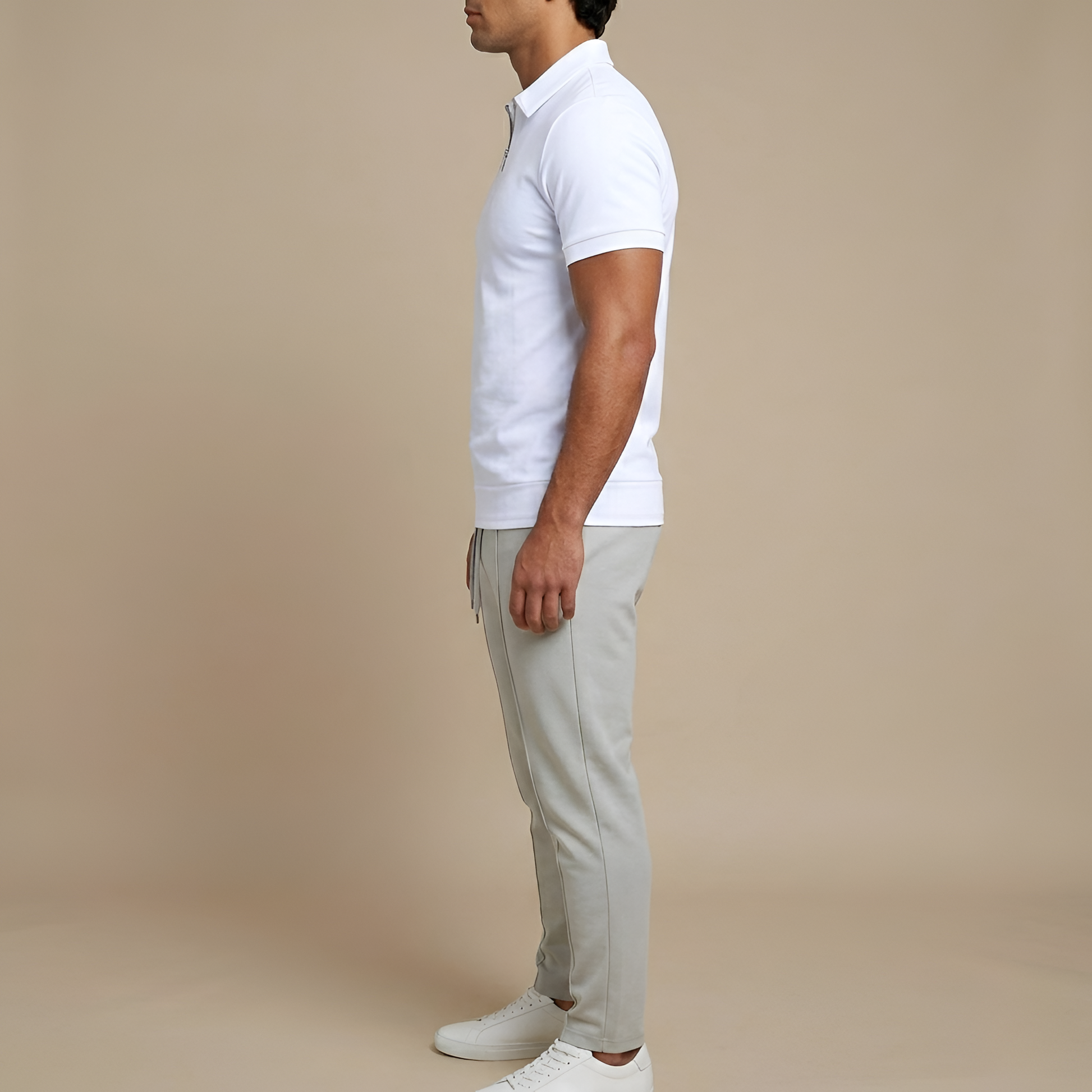 Men's short-sleeved polo shirt with zip and classic slim-fit collar 2