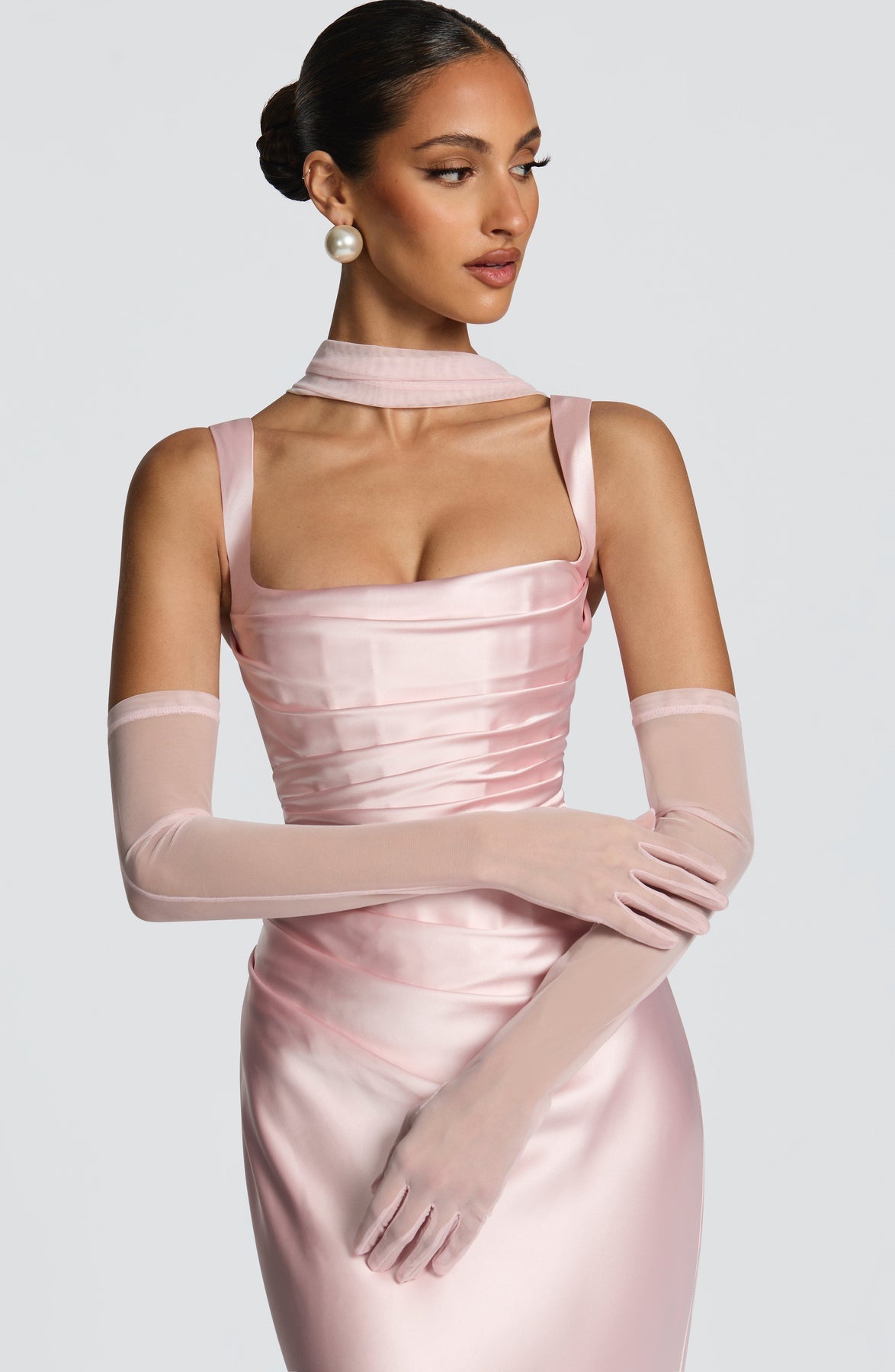 Square Neck Satin Maxi Dress Tie-Back – Calanthe 1