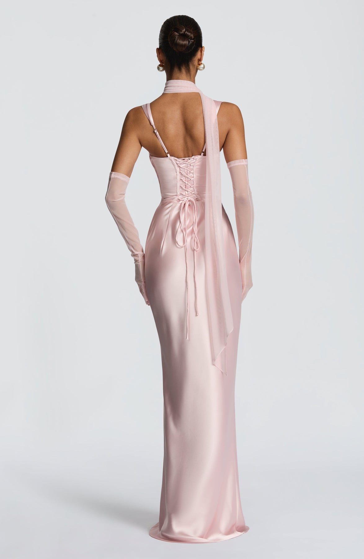 Square Neck Satin Maxi Dress Tie-Back – Calanthe 2