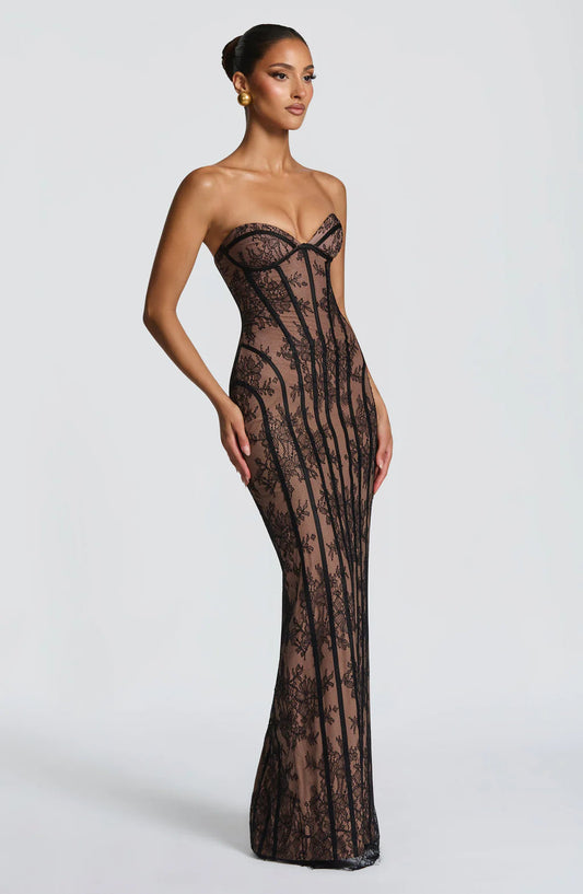 Strapless Lace Maxi Dress Shaping Bodice – Sienna 0