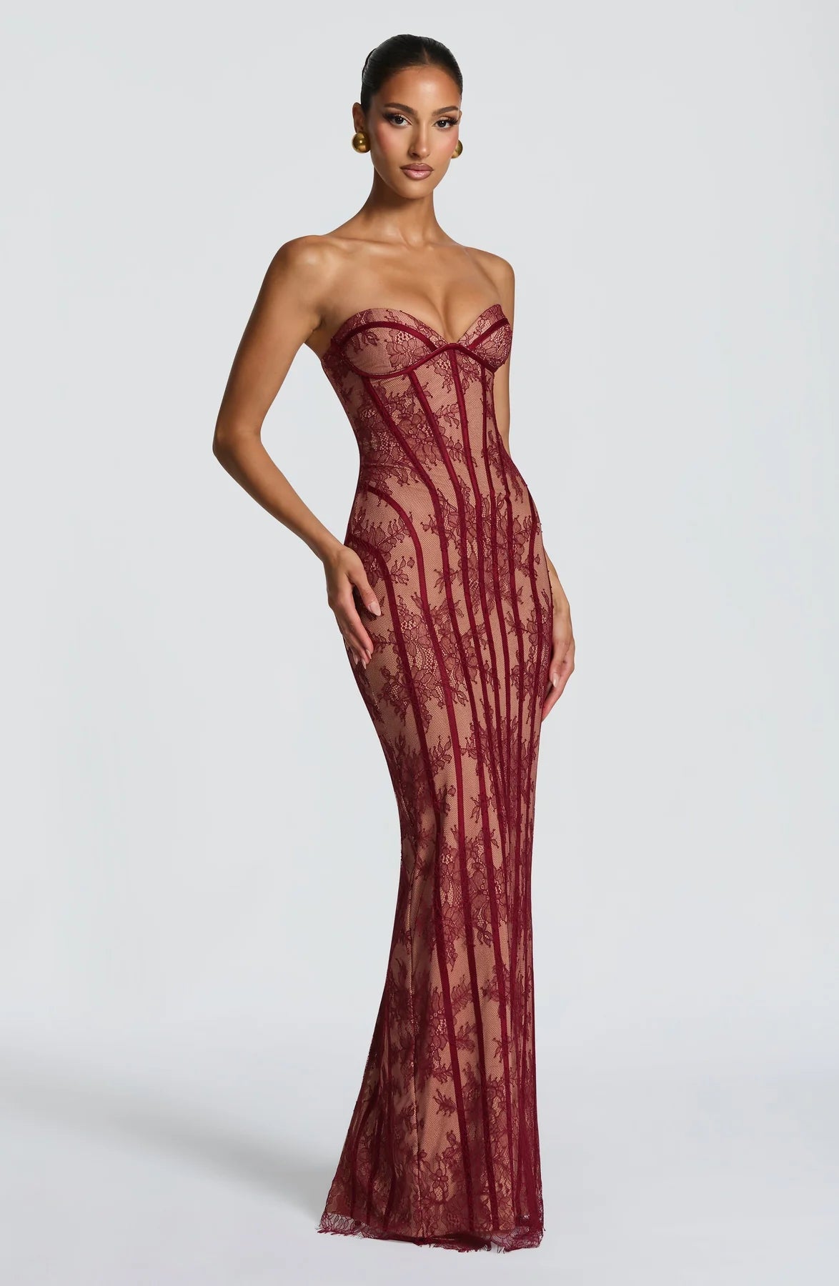 Strapless Lace Maxi Dress Shaping Bodice – Sienna 1