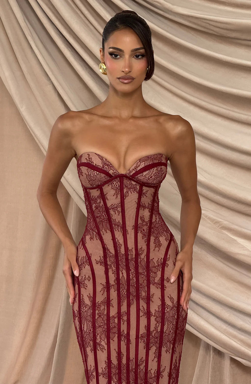 Strapless Lace Maxi Dress Shaping Bodice – Sienna 9