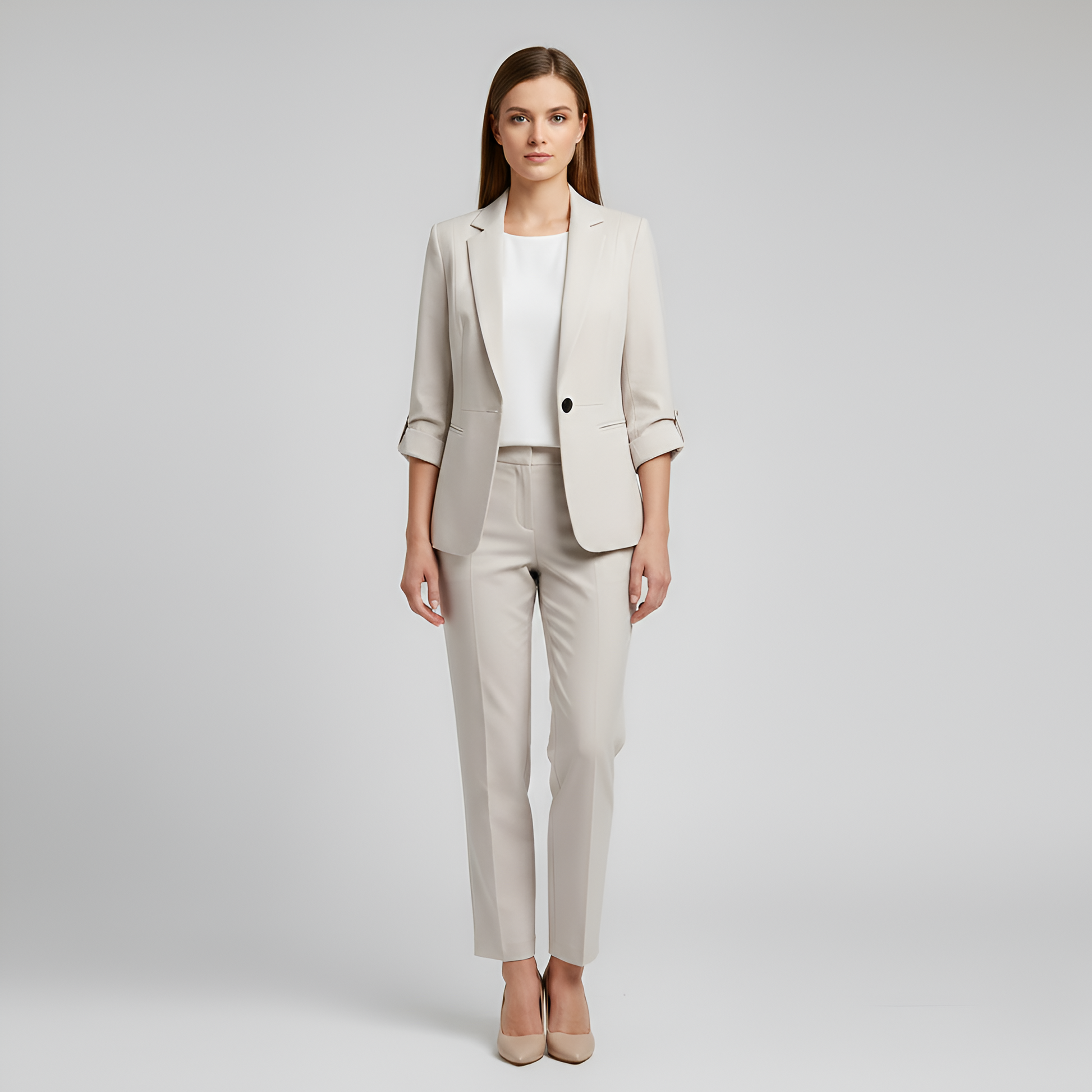 Valerios Fashion elegant women's suit with blazer and tailored trousers 0