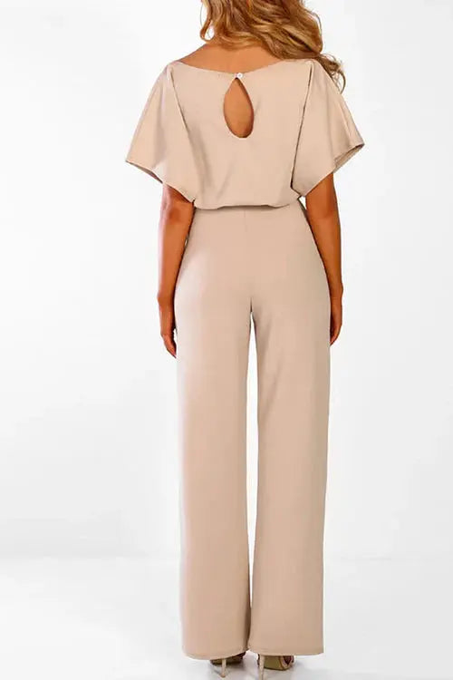 Wide-Leg Belted Short Sleeve Jumpsuit 1