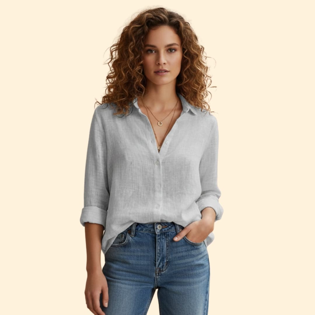 Women's Button-Up Linen Shirt 0