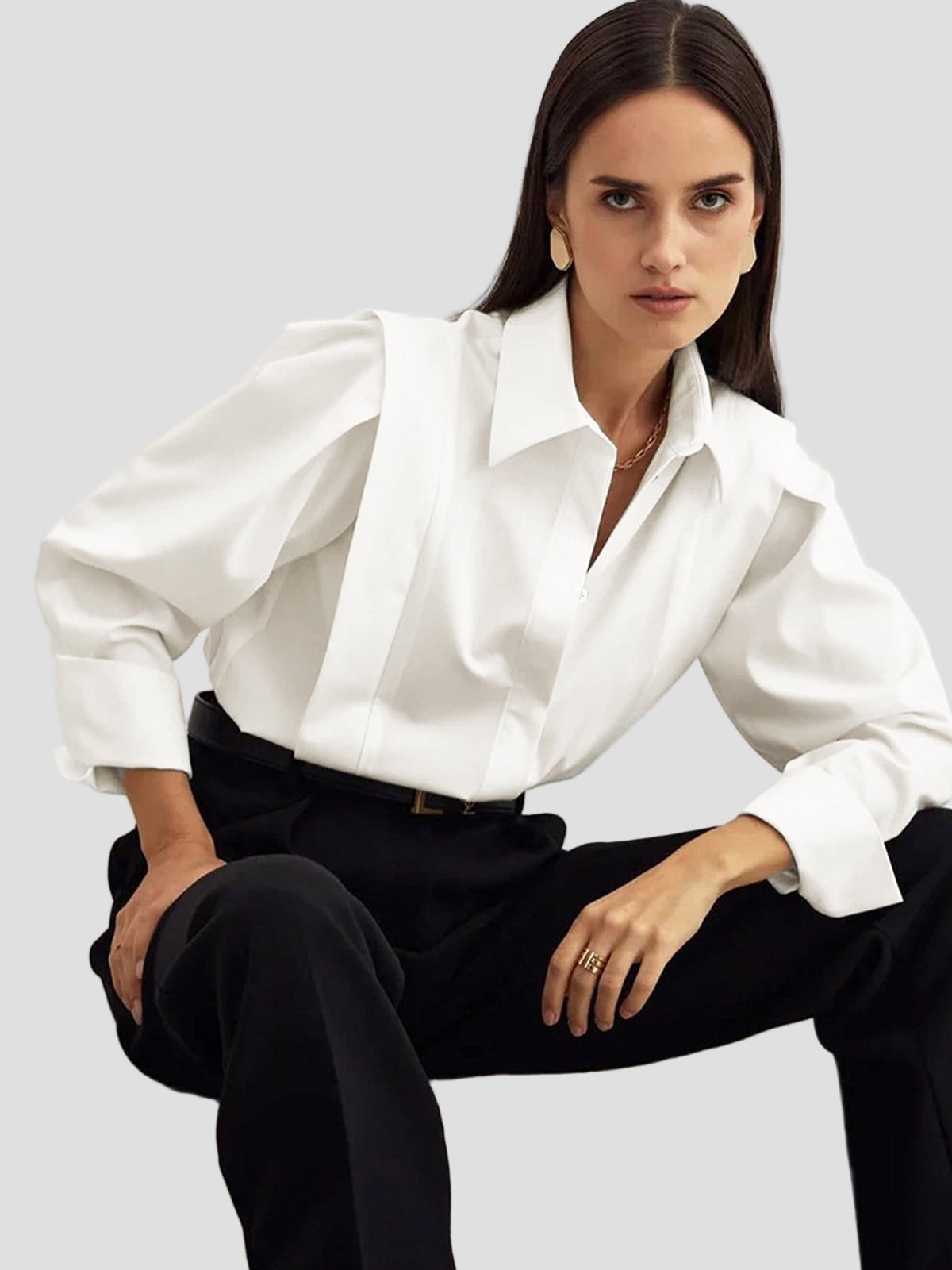 Women's Button Down Square Dress Shirt 2
