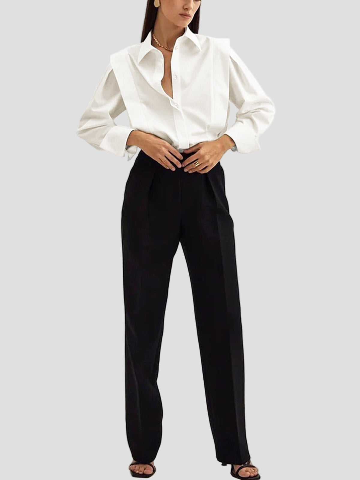 Women's Button Down Square Dress Shirt 3