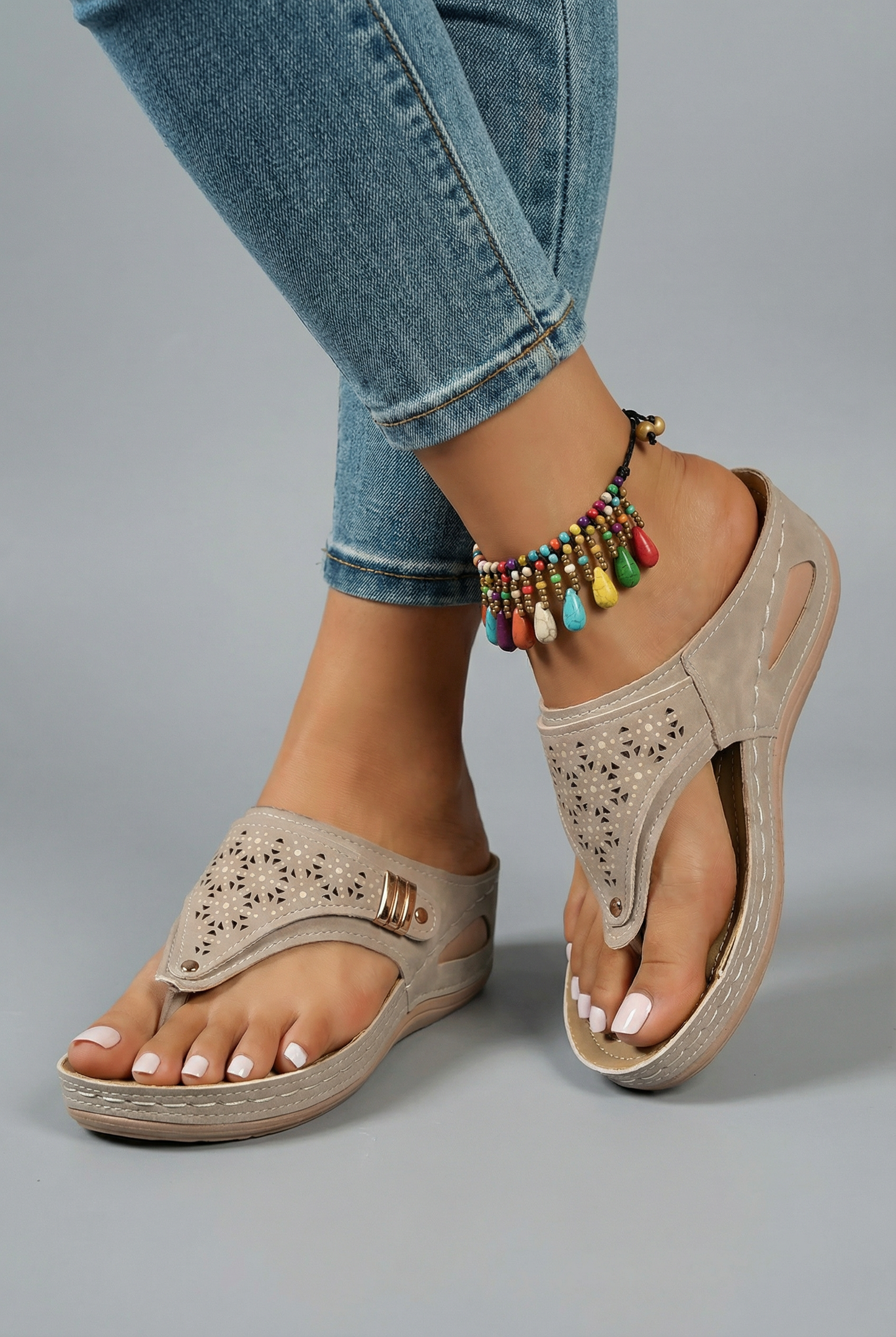 Women’s Comfortable Sandals Wedge Flip Flops with Arch Support 5