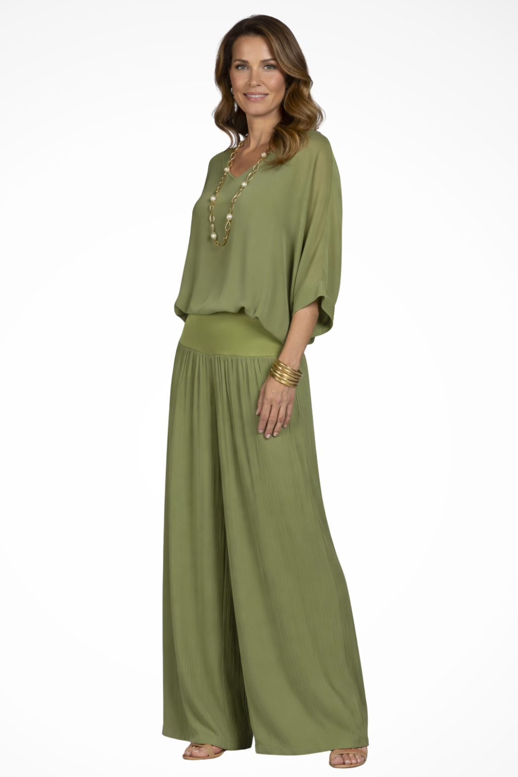 Women's Draped V-Neck Two-Piece Set - image 3