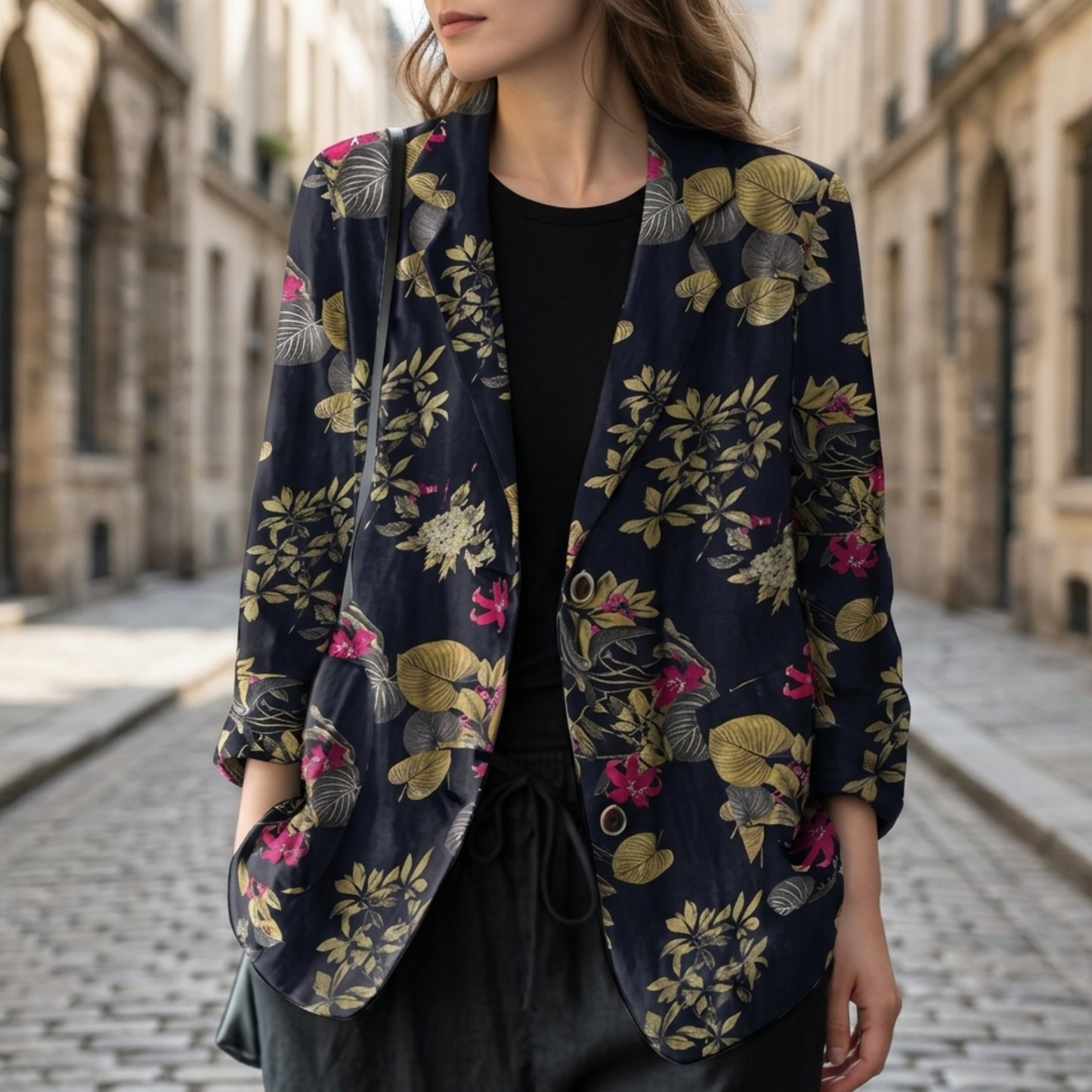 Women's Lightweight Floral Print Blazer | Elegant Relaxed Spring Jacket 1