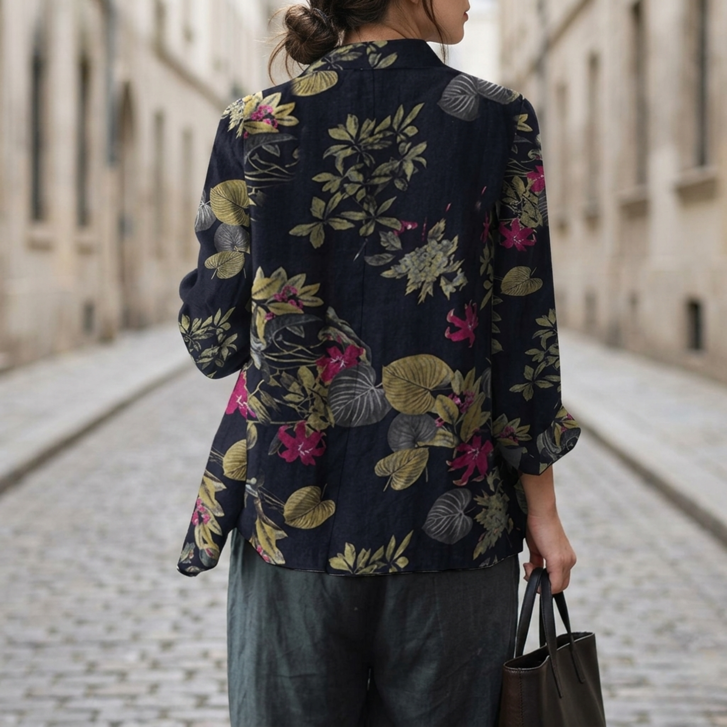 Women's Lightweight Floral Print Blazer | Elegant Relaxed Spring Jacket 2