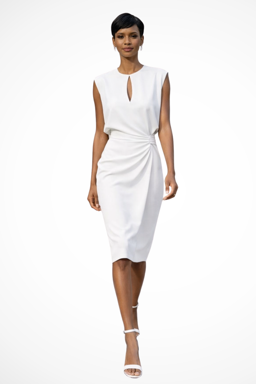 Women's Soft Ruched Wrap Midi Dress | Elegant Cap Sleeve Summer Dress 2