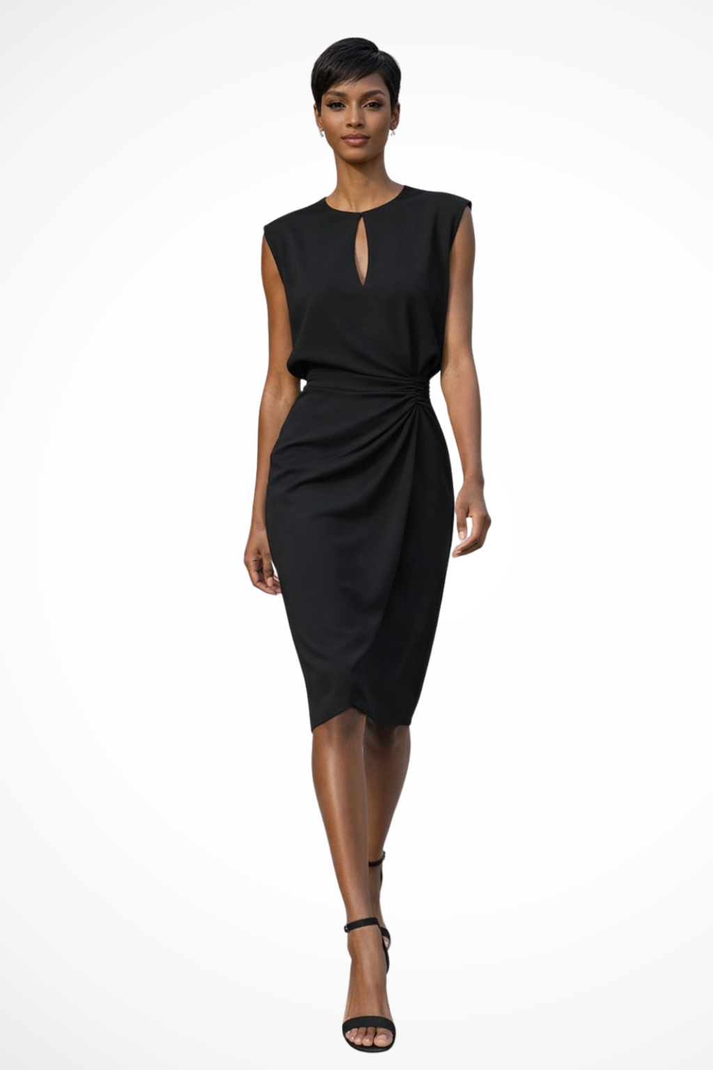 Women's Soft Ruched Wrap Midi Dress | Elegant Cap Sleeve Summer Dress 3